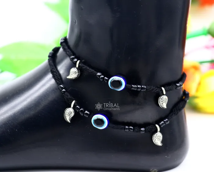 925 sterling silver handmade beads with evil eyes ankle bracelet customized Thread anklets foot bracelet Beach Anklet nank576 TRIBAL ORNAMENTS Bracelets