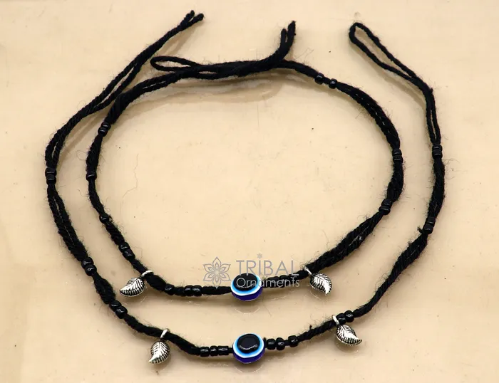 925 sterling silver handmade beads with evil eyes ankle bracelet customized Thread anklets foot bracelet Beach Anklet nank576 TRIBAL ORNAMENTS Bracelets