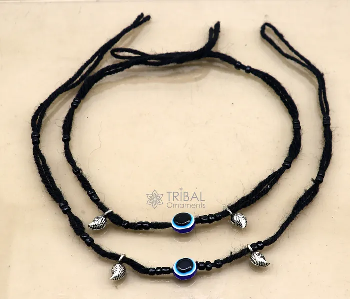 925 sterling silver handmade beads with evil eyes ankle bracelet customized Thread anklets foot bracelet Beach Anklet nank576 TRIBAL ORNAMENTS Bracelets