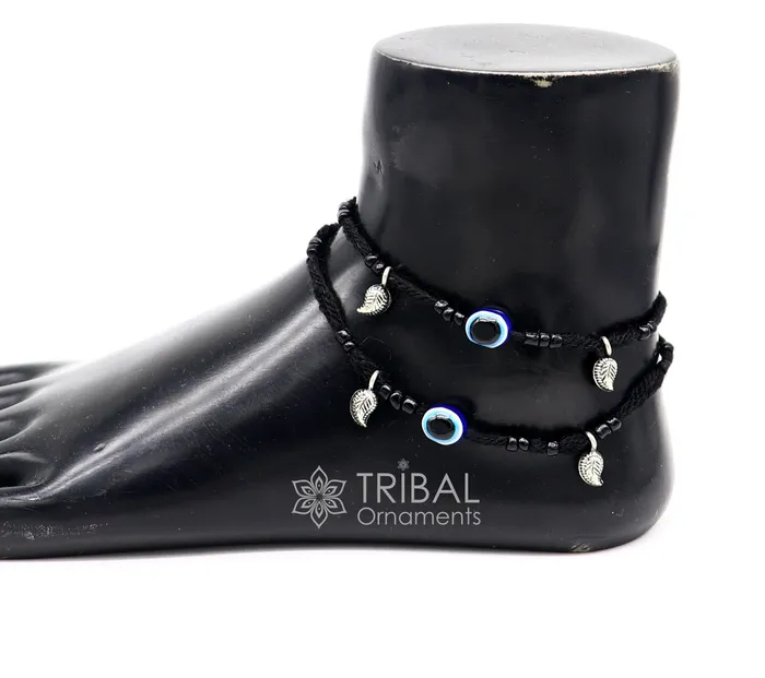 925 sterling silver handmade beads with evil eyes ankle bracelet customized Thread anklets foot bracelet Beach Anklet nank576 TRIBAL ORNAMENTS Bracelets
