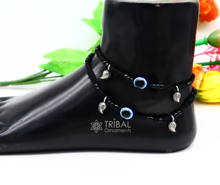925 sterling silver handmade beads with evil eyes ankle bracelet customized Thread anklets foot bracelet Beach Anklet nank576 TRIBAL ORNAMENTS Bracelets