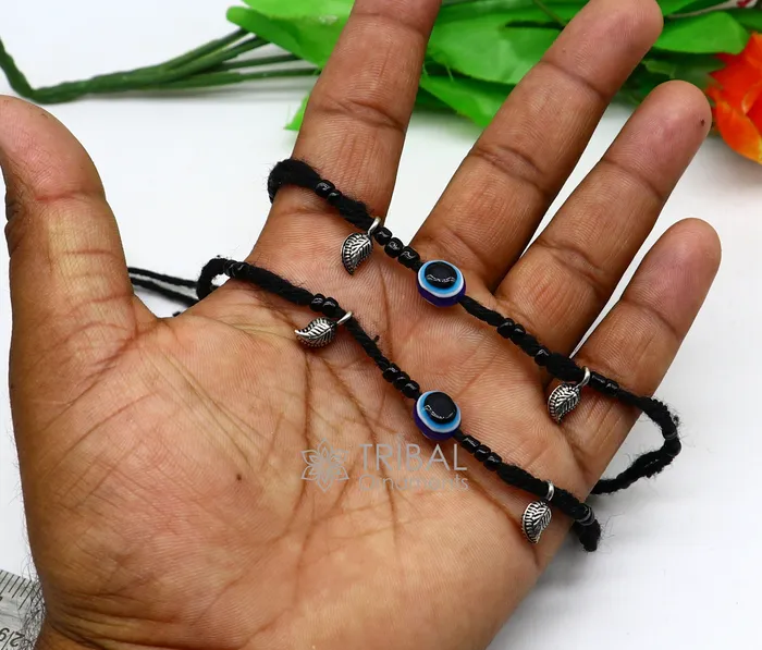 925 sterling silver handmade beads with evil eyes ankle bracelet customized Thread anklets foot bracelet Beach Anklet nank576 TRIBAL ORNAMENTS Bracelets