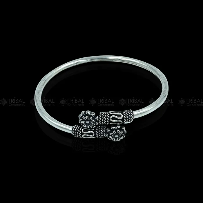 925 sterling silver handmade flower design stylish kada bangle bracelet tribal jewelry nsk881 TRIBAL ORNAMENTS Bracelets 925 sterling silver handmade flower design stylish kada bangle bracelet tribal jewelry nsk881 TRIBAL ORNAMENTS Bracelets