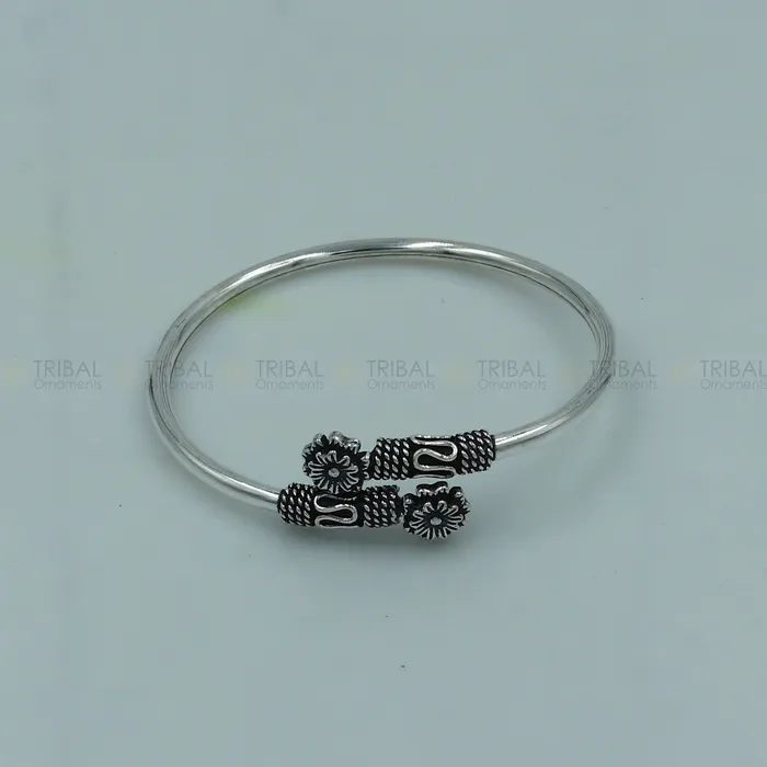 925 sterling silver handmade flower design stylish kada bangle bracelet tribal jewelry nsk881 TRIBAL ORNAMENTS Bracelets 925 sterling silver handmade flower design stylish kada bangle bracelet tribal jewelry nsk881 TRIBAL ORNAMENTS Bracelets