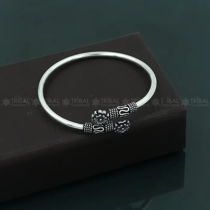 925 sterling silver handmade flower design stylish kada bangle bracelet tribal jewelry nsk881 TRIBAL ORNAMENTS Bracelets 925 sterling silver handmade flower design stylish kada bangle bracelet tribal jewelry nsk881 TRIBAL ORNAMENTS Bracelets