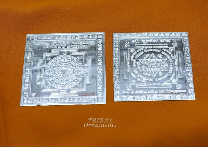 925 sterling silver handmade idol Shree kubera or shri Yantram holy divine yantram for wealth and prosperity puja article su882 TRIBAL ORNAMENTS Necklaces