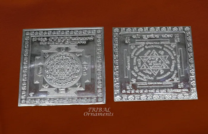 925 sterling silver handmade idol Shree kubera or shri Yantram holy divine yantram for wealth and prosperity puja article su882 TRIBAL ORNAMENTS Necklaces