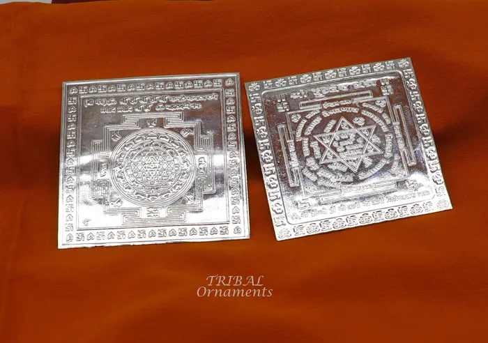 925 sterling silver handmade idol Shree kubera or shri Yantram holy divine yantram for wealth and prosperity puja article su882 TRIBAL ORNAMENTS Necklaces