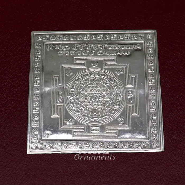 925 sterling silver handmade idol Shree kubera or shri Yantram holy divine yantram for wealth and prosperity puja article su882 TRIBAL ORNAMENTS Necklaces