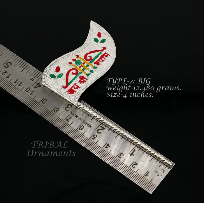 925 sterling silver handmade lork Khatu Shyam Dhwaja or flag silver jai shree shyam flag best way for gifting to idols or kriahna su1017 TRIBAL ORNAMENTS Necklaces