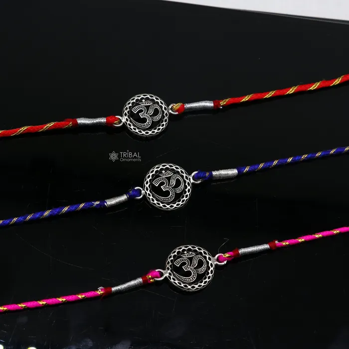 925 sterling silver handmade Rakhi Bracelet Exclusive Vintage divine OM Aum design size free rakhi Bracelet for Rakshabandhan rk289 TRIBAL ORNAMENTS Bracelets 925 sterling silver handmade Rakhi Bracelet Exclusive Vintage divine OM Aum design size free rakhi Bracelet for Rakshabandhan rk289 TRIBAL ORNAMENTS Bracelets