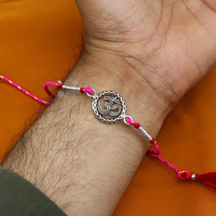 925 sterling silver handmade Rakhi Bracelet Exclusive Vintage divine OM Aum design size free rakhi Bracelet for Rakshabandhan rk289 TRIBAL ORNAMENTS Bracelets 925 sterling silver handmade Rakhi Bracelet Exclusive Vintage divine OM Aum design size free rakhi Bracelet for Rakshabandhan rk289 TRIBAL ORNAMENTS Bracelets