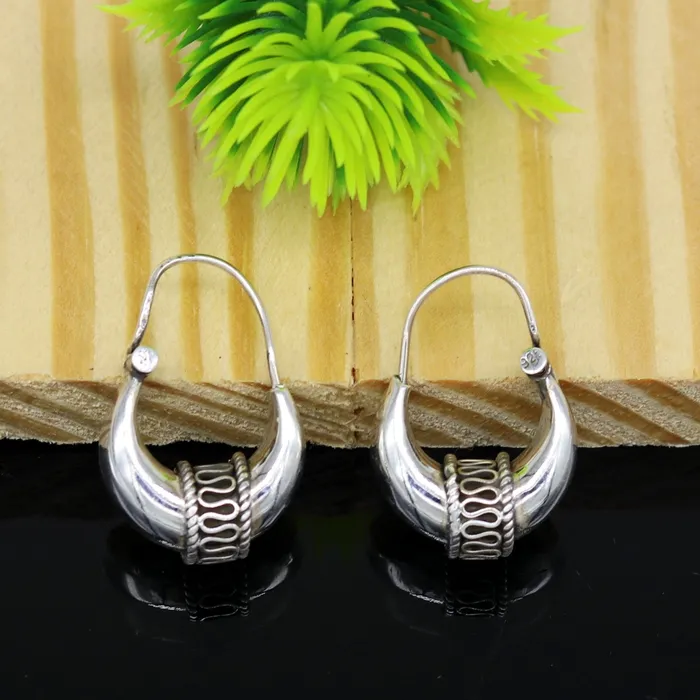 925 sterling silver handmade vintage antique design amazing design hoops earring bali customized earring gift tribal ethnic jewelry ske2 TRIBAL ORNAMENTS Earrings
