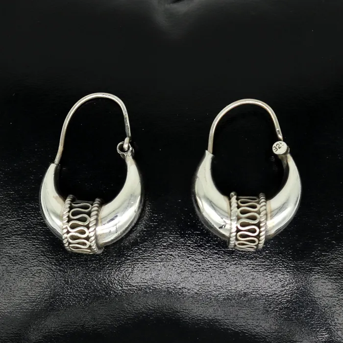 925 sterling silver handmade vintage antique design amazing design hoops earring bali customized earring gift tribal ethnic jewelry ske2 TRIBAL ORNAMENTS Earrings