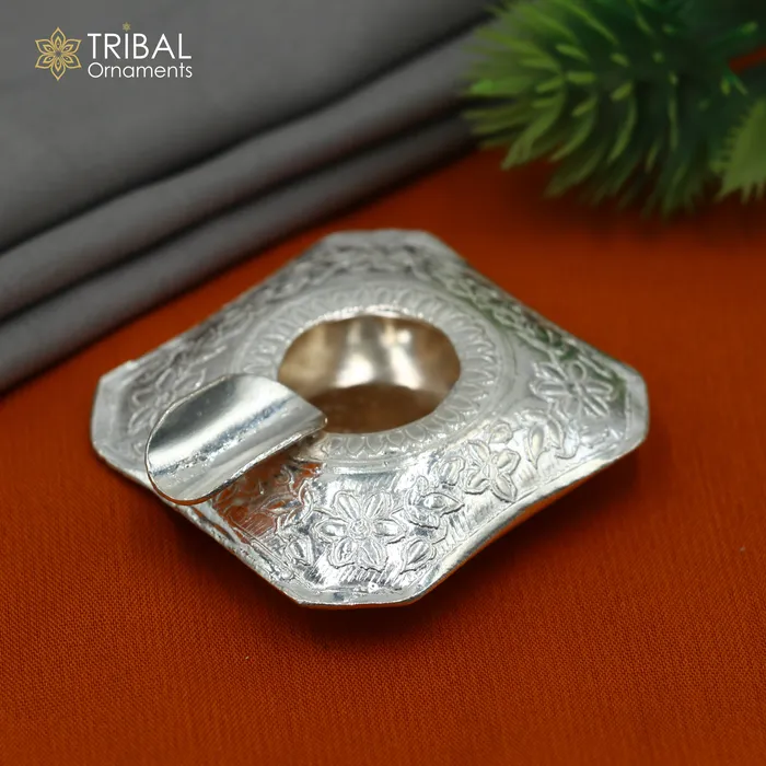 925 sterling silver handmade vintage design flower art small ashtray for cigarette royal unique luxury gift stb412 TRIBAL ORNAMENTS Necklaces