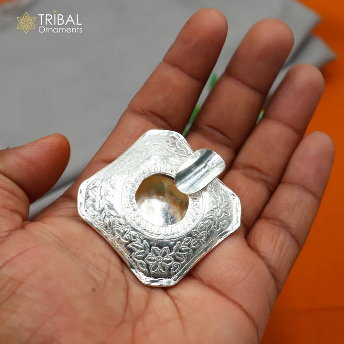 925 sterling silver handmade vintage design flower art small ashtray for cigarette royal unique luxury gift stb412 TRIBAL ORNAMENTS Necklaces
