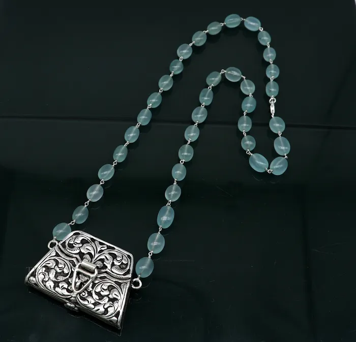 925 sterling silver handmade wallet style locket pendant with gorgeous quartz stone necklace best gifting container necklace set301 TRIBAL ORNAMENTS Necklaces 925 sterling silver handmade wallet style locket pendant with gorgeous quartz stone necklace best gifting container necklace set301 TRIBAL ORNAMENTS Necklaces