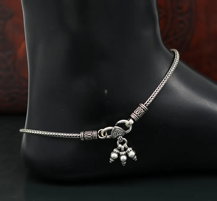 925 Sterling silver handmade wheat chain ankle bracelet vintage oxidized charm anklets tribal belly dance customized jewelry nank456 TRIBAL ORNAMENTS Bracelets 925 Sterling silver handmade wheat chain ankle bracelet vintage oxidized charm anklets tribal belly dance customized jewelry nank456 TRIBAL ORNAMENTS Bracelets