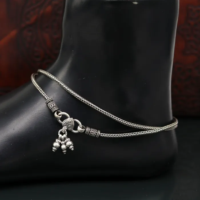 925 Sterling silver handmade wheat chain ankle bracelet vintage oxidized charm anklets tribal belly dance customized jewelry nank456 TRIBAL ORNAMENTS Bracelets