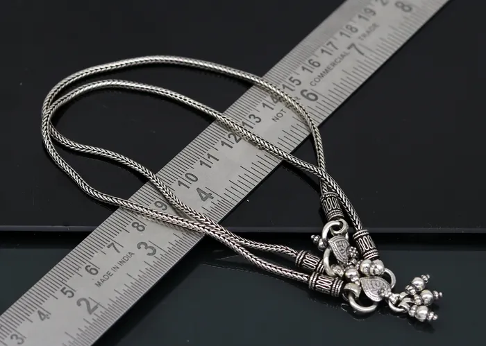 925 Sterling silver handmade wheat chain ankle bracelet vintage oxidized charm anklets tribal belly dance customized jewelry nank456 TRIBAL ORNAMENTS Bracelets