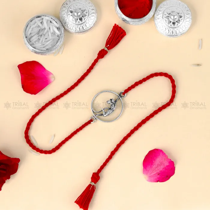 925 Sterling silver Lord Hanuman design pendant Rakhi bracelet Rakshabandhan festival rk332 TRIBAL ORNAMENTS Bracelets 925 Sterling silver Lord Hanuman design pendant Rakhi bracelet Rakshabandhan festival rk332 TRIBAL ORNAMENTS Bracelets
