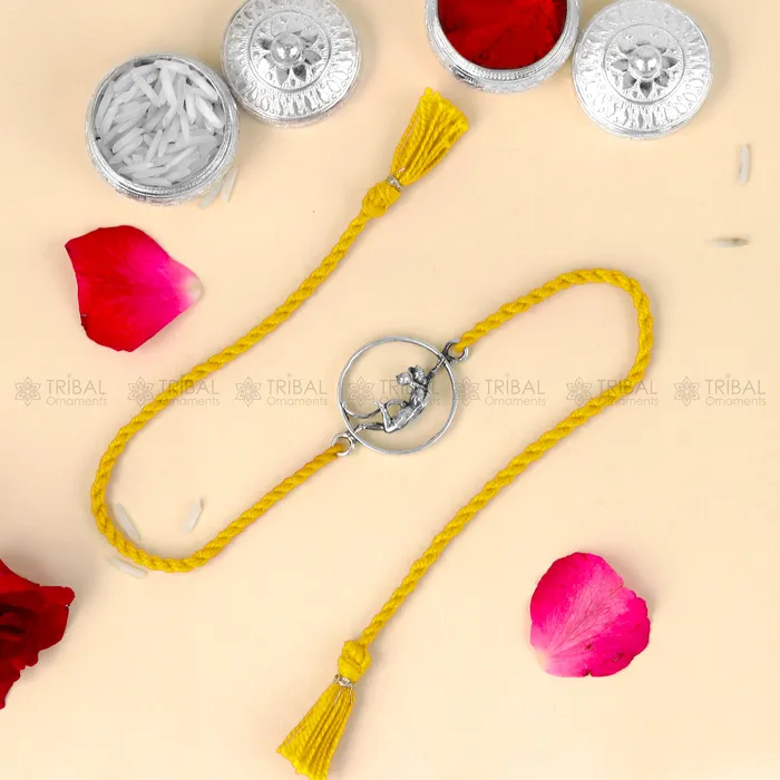 925 Sterling silver Lord Hanuman design pendant Rakhi bracelet Rakshabandhan festival rk332 TRIBAL ORNAMENTS Bracelets 925 Sterling silver Lord Hanuman design pendant Rakhi bracelet Rakshabandhan festival rk332 TRIBAL ORNAMENTS Bracelets