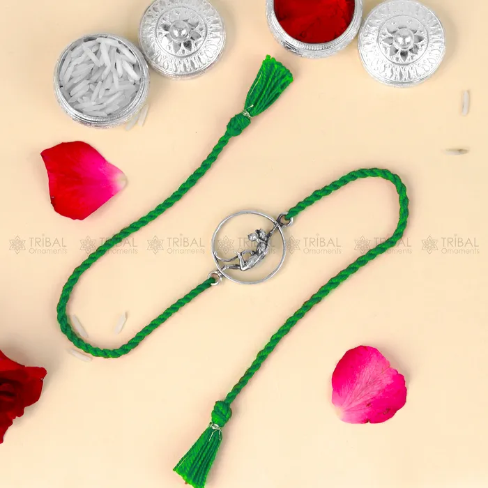 925 Sterling silver Lord Hanuman design pendant Rakhi bracelet Rakshabandhan festival rk332 TRIBAL ORNAMENTS Bracelets 925 Sterling silver Lord Hanuman design pendant Rakhi bracelet Rakshabandhan festival rk332 TRIBAL ORNAMENTS Bracelets
