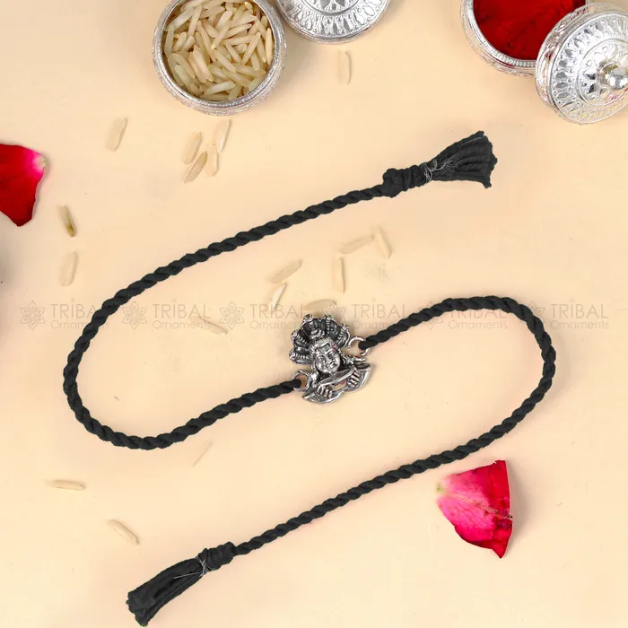 925 Sterling silver Lord shiva design pendant Rakhi bracelet Rakshabandhan festival rk374 TRIBAL ORNAMENTS Bracelets
