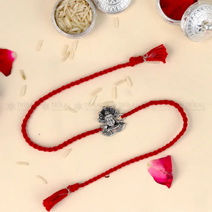 925 Sterling silver Lord shiva design pendant Rakhi bracelet Rakshabandhan festival rk374 TRIBAL ORNAMENTS Bracelets 925 Sterling silver Lord shiva design pendant Rakhi bracelet Rakshabandhan festival rk374 TRIBAL ORNAMENTS Bracelets