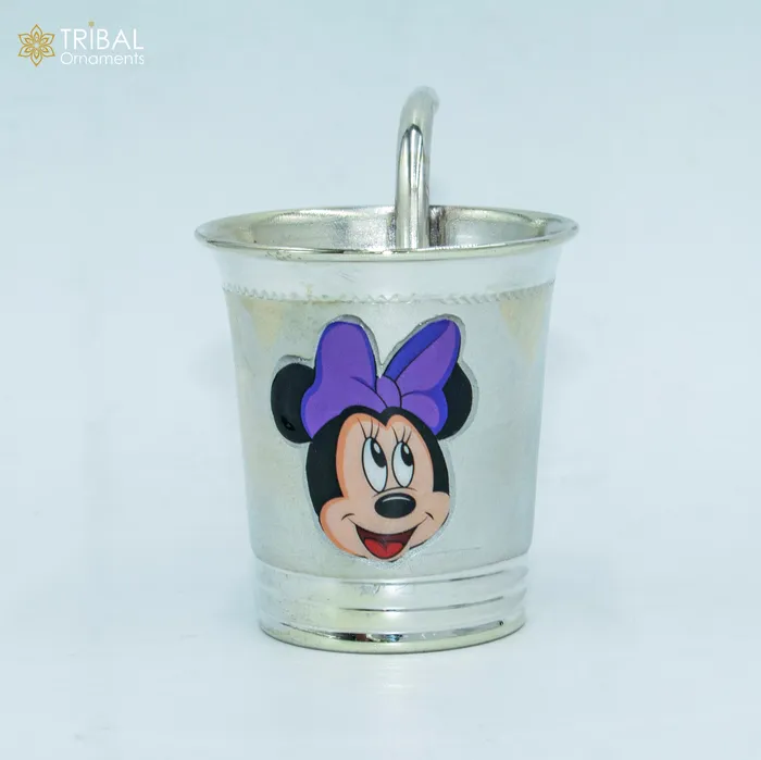 925 Sterling silver mickey mouse cartoon design baby milk glass baby water glass best kids gifting article sv301 TRIBAL ORNAMENTS Rings