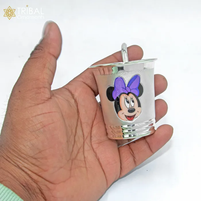 925 Sterling silver mickey mouse cartoon design baby milk glass baby water glass best kids gifting article sv301 TRIBAL ORNAMENTS Rings