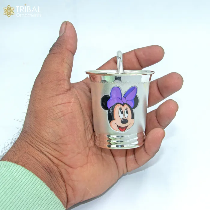 925 Sterling silver mickey mouse cartoon design baby milk glass baby water glass best kids gifting article sv301 TRIBAL ORNAMENTS Rings