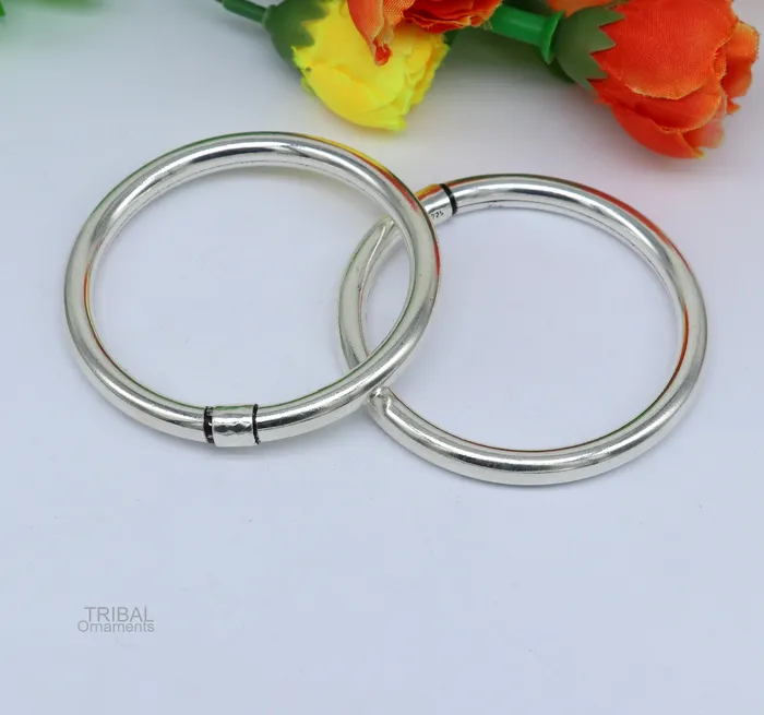 925 sterling silver plain shiny bright bangle bracelet kada excellent personalized gifting stylish fancy bangle mens or girls ba136 TRIBAL ORNAMENTS Bracelets