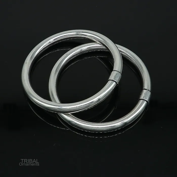 925 sterling silver plain shiny bright bangle bracelet kada excellent personalized gifting stylish fancy bangle mens or girls ba136 TRIBAL ORNAMENTS Bracelets