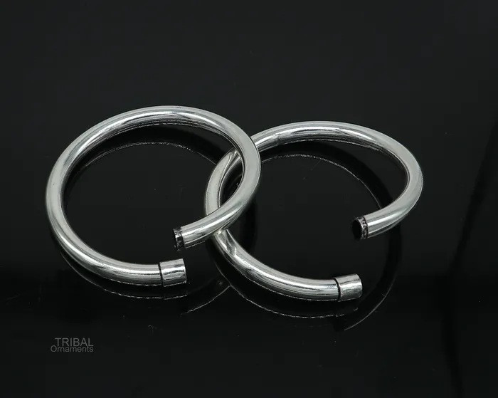 925 sterling silver plain shiny bright bangle bracelet kada excellent personalized gifting stylish fancy bangle mens or girls ba136 TRIBAL ORNAMENTS Bracelets