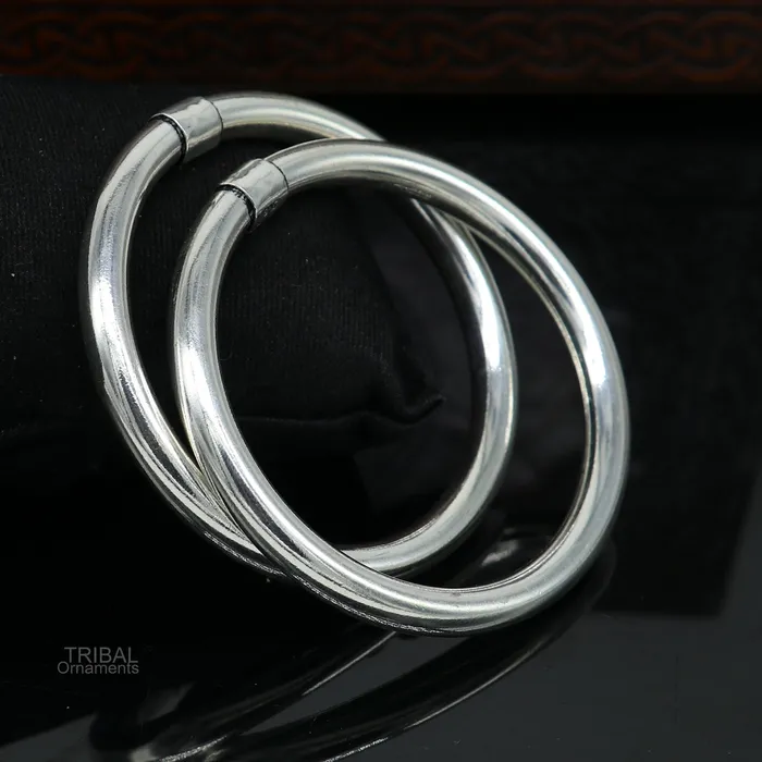925 sterling silver plain shiny bright bangle bracelet kada excellent personalized gifting stylish fancy bangle mens or girls ba136 TRIBAL ORNAMENTS Bracelets