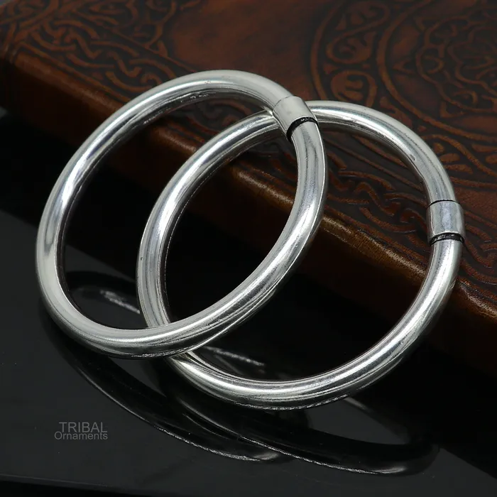 925 sterling silver plain shiny bright bangle bracelet kada excellent personalized gifting stylish fancy bangle mens or girls ba136 TRIBAL ORNAMENTS Bracelets