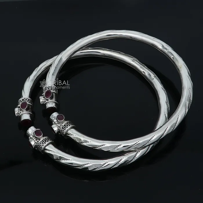 925 sterling silver stylish design ankle kada ankle bangle bracelet with gorgeous red stone nsfk121 TRIBAL ORNAMENTS Bracelets