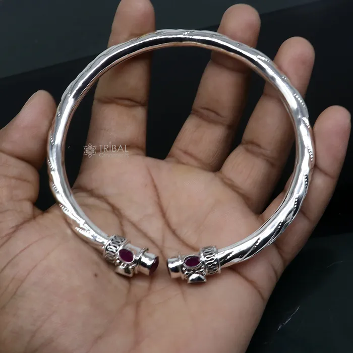 925 sterling silver stylish design ankle kada ankle bangle bracelet with gorgeous red stone nsfk121 TRIBAL ORNAMENTS Bracelets