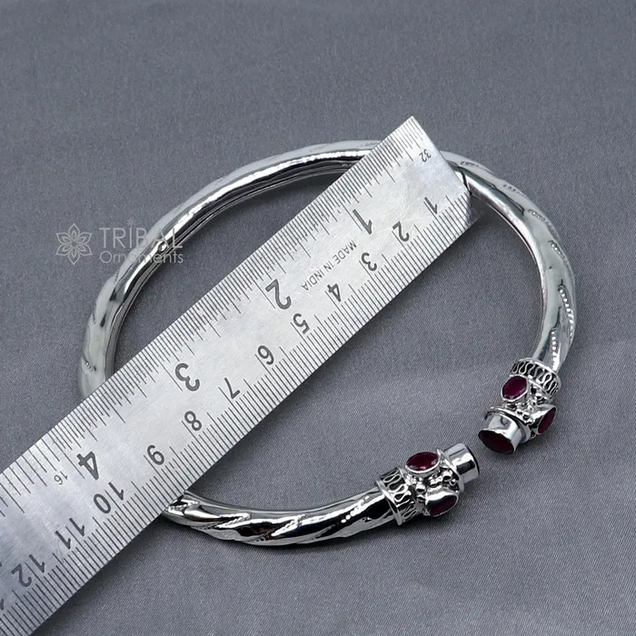 925 sterling silver stylish design ankle kada ankle bangle bracelet with gorgeous red stone nsfk121 TRIBAL ORNAMENTS Bracelets