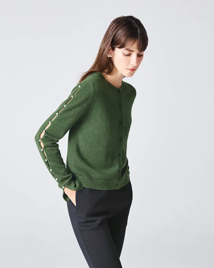 ADEAM Earrings Forest Green Dew Drop Cashmere Cardigan