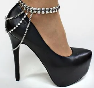 alice Bracelets B807 Silver High Heel Ankle Bracelet
