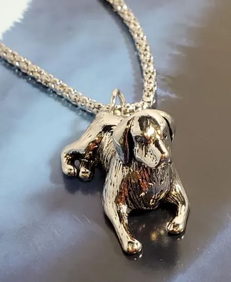 alice Necklaces AZ177 Silver 3D Laying Puppy Dog Necklace with FREE EARRINGS