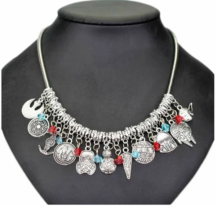 alice Necklaces AZ711 Silver 22 Charm Snake Chain Necklace with Free Earrings SUPER VALUE