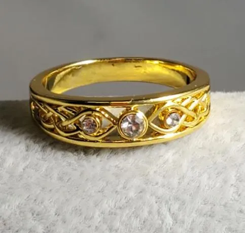 alice Rings R235 Gold Rhinestone Band Ring