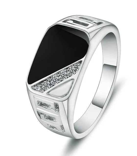 Alice Rings R386 Beautiful Silver Black Gem Ring