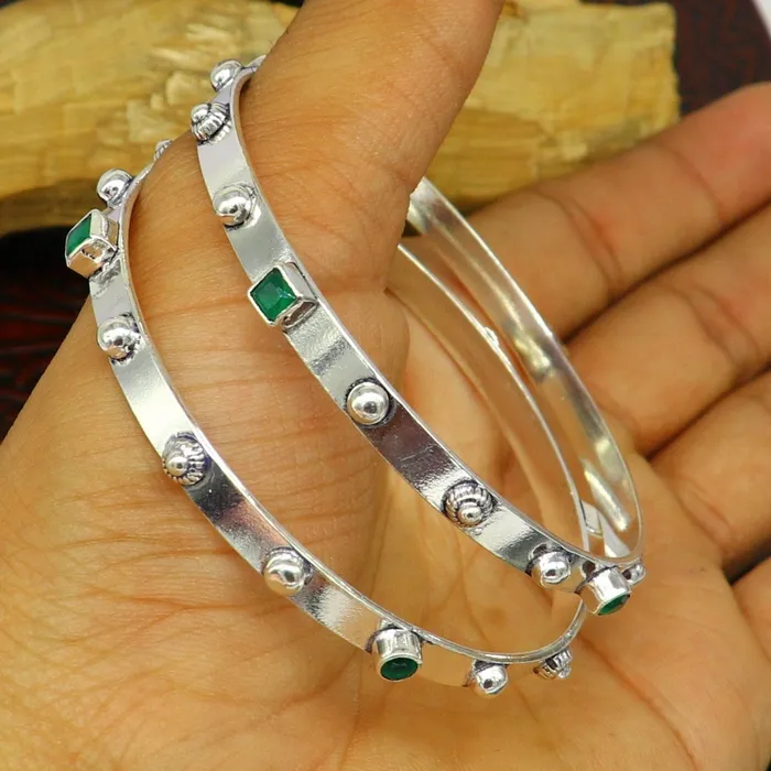 Amazing unique design handmade 925 sterling silver plain design green gemstone bangles bracelet tribal stylish fancy jewelry nba117 TRIBAL ORNAMENTS Bracelets Amazing unique design handmade 925 sterling silver plain design green gemstone bangles bracelet tribal stylish fancy jewelry nba117 TRIBAL ORNAMENTS Bracelets