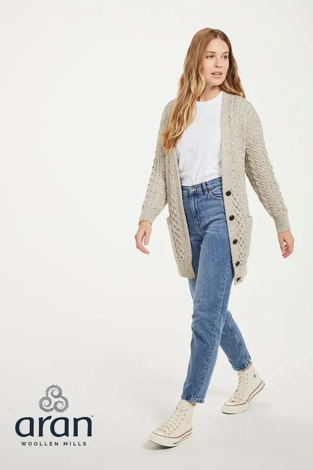 Aran Woollen Mills Supersoft Merino Wool Boyfriend Cardigan Earrings