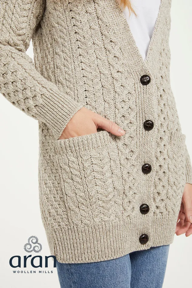Aran Woollen Mills Supersoft Merino Wool Boyfriend Cardigan Earrings