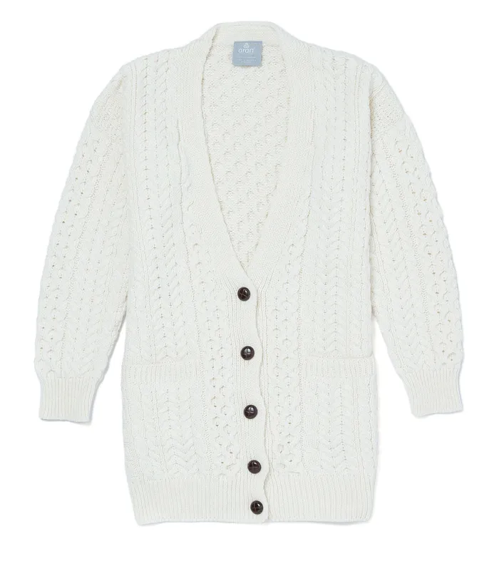 Aran Woollen Mills Supersoft Merino Wool Boyfriend Cardigan Earrings